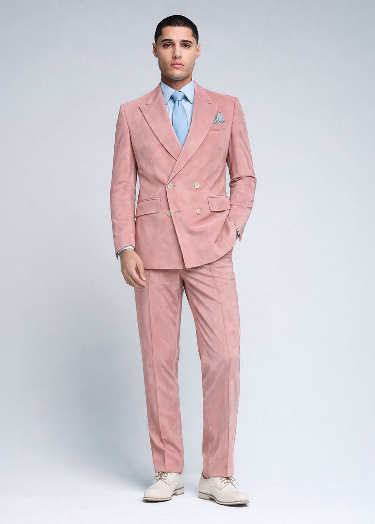 Double Breasted Pink Velvet Suit - Gresham Blake Online