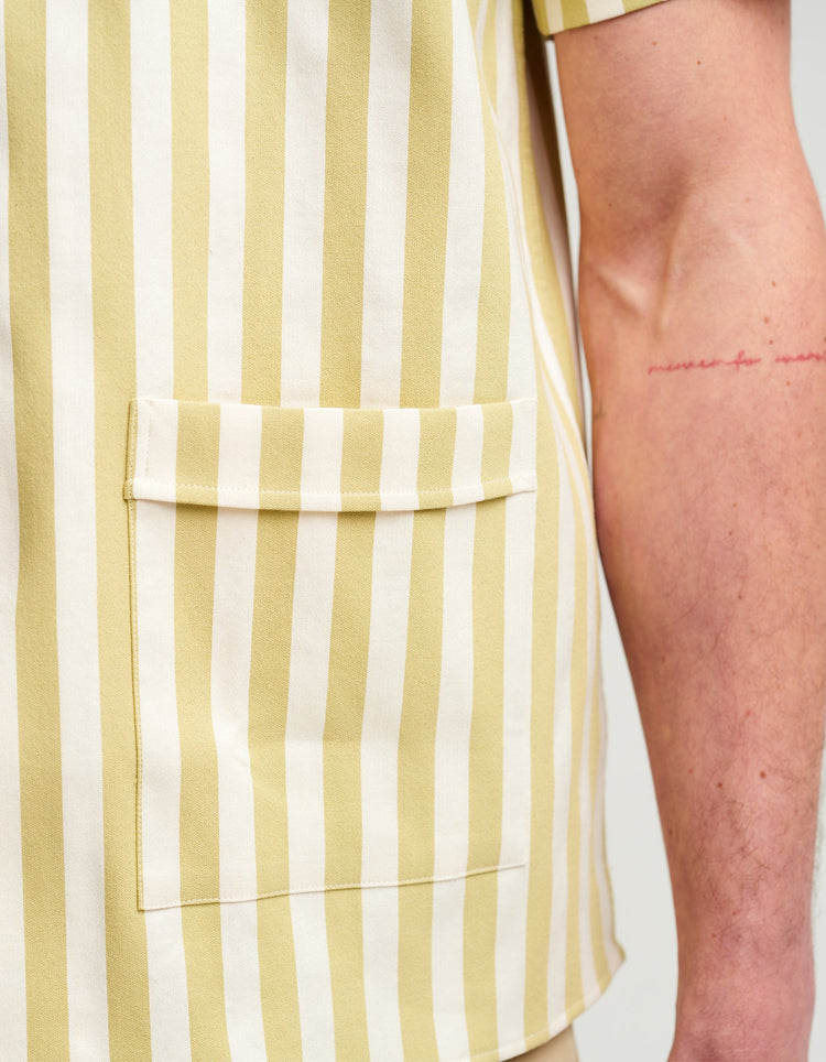 Ecru Stripe Bowling Shirt - Gresham Blake Online
