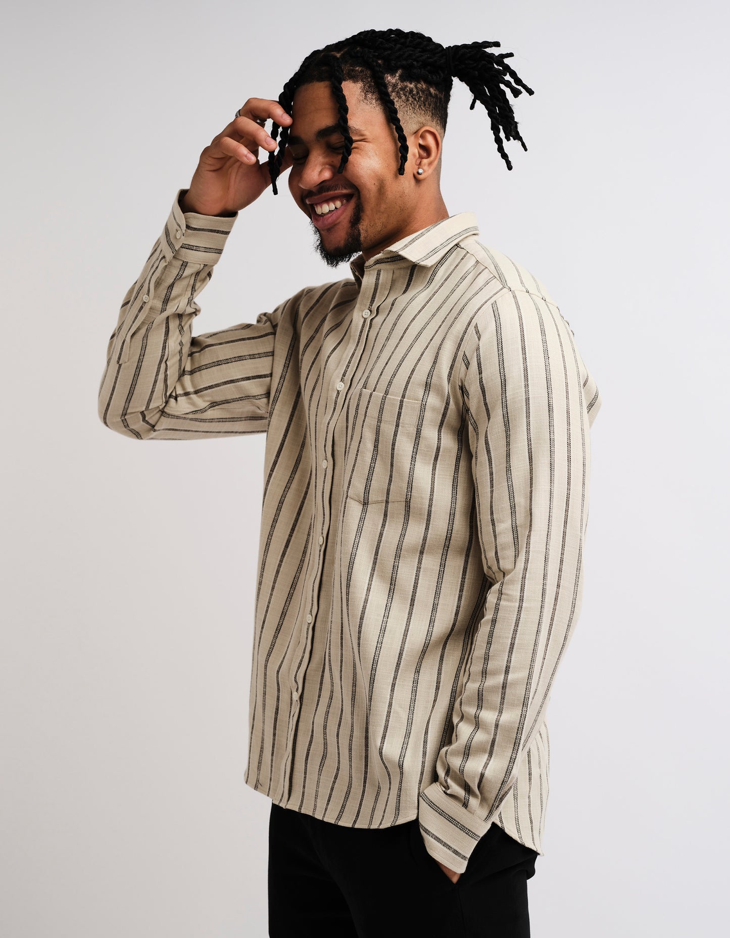 Ecru Casual Stripe Shirt / 18