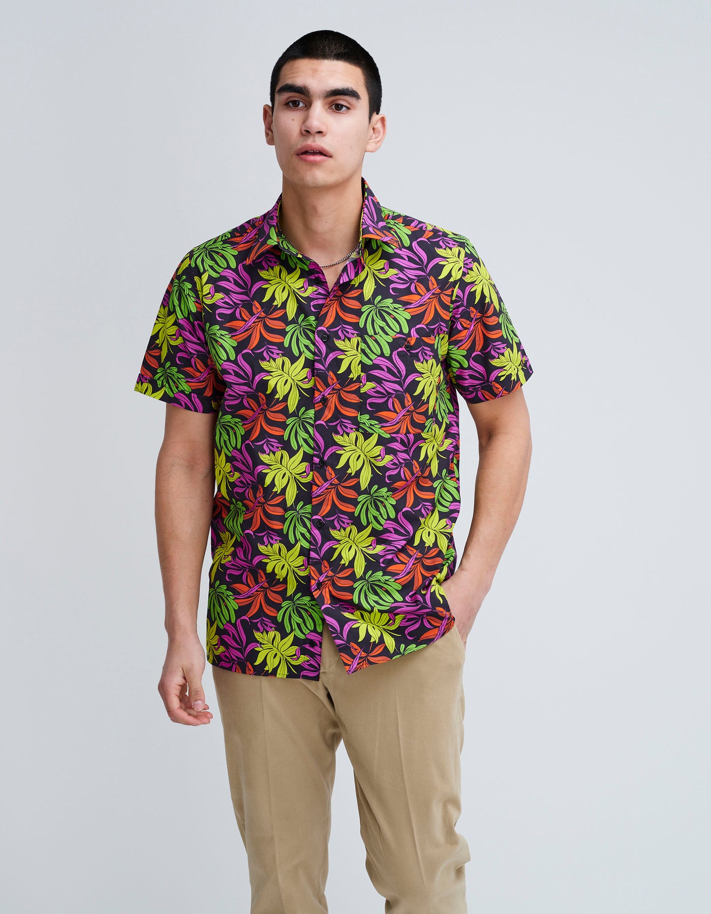 leaf print shirt mens