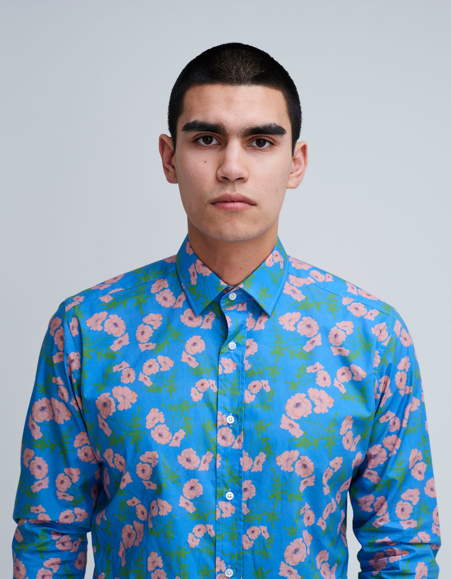 pink blue printed shirt for mens