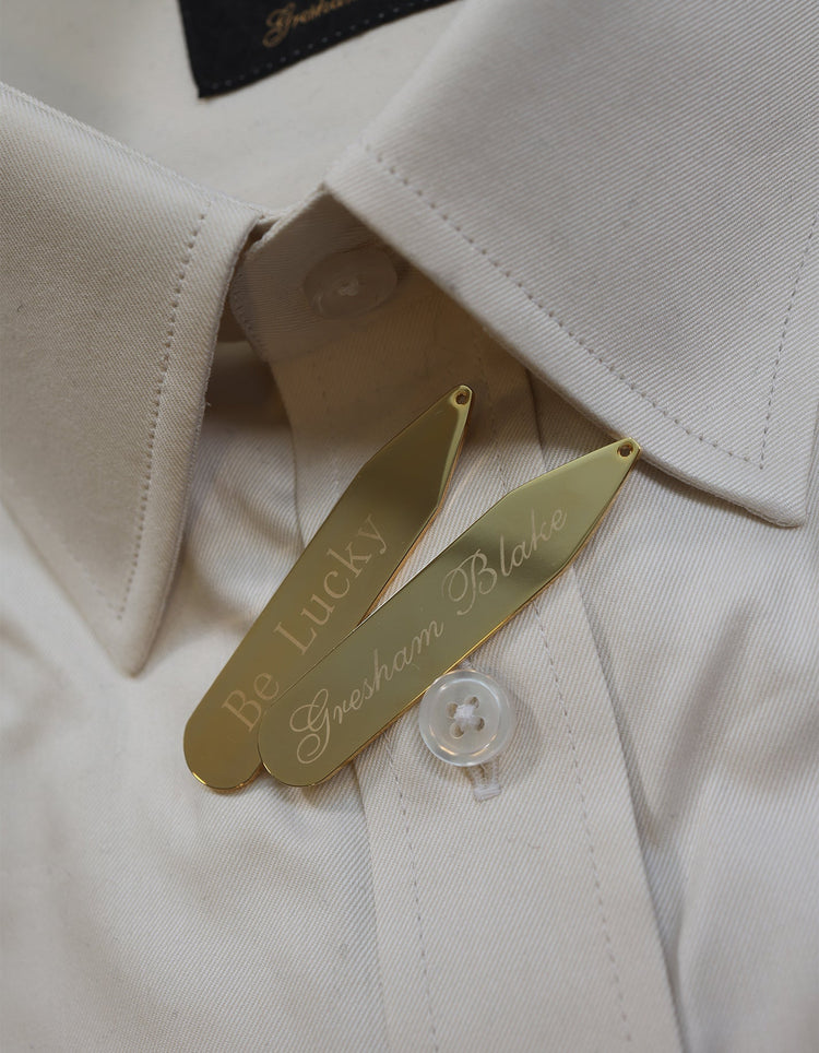 Gold "Be Lucky" Collar Stays - Gresham Blake Online