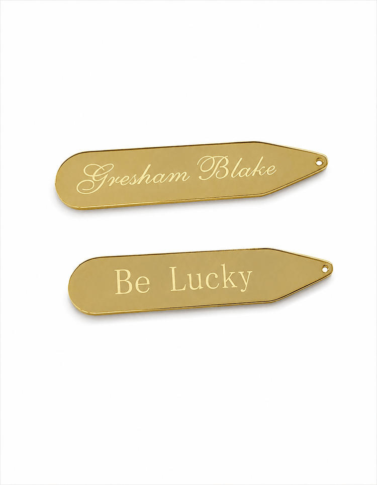 Gold "Be Lucky" Collar Stays - Gresham Blake Online
