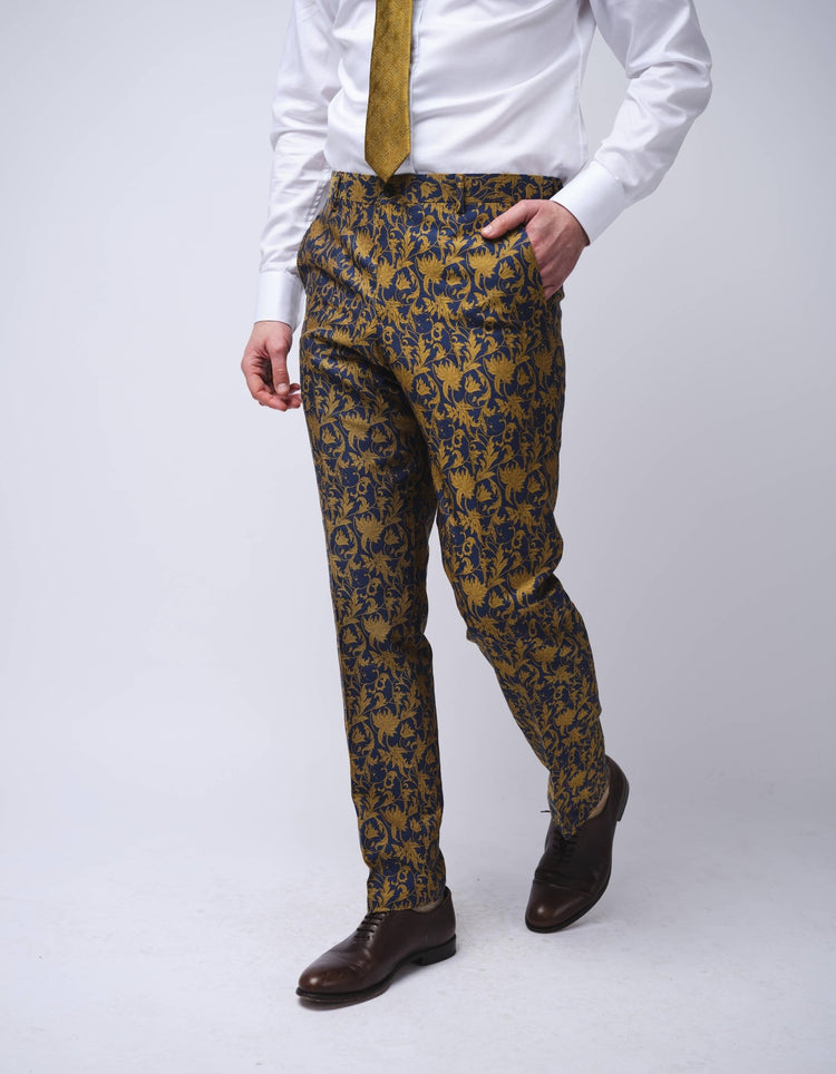 Gold & Navy Jacquard Chino - Gresham Blake Online