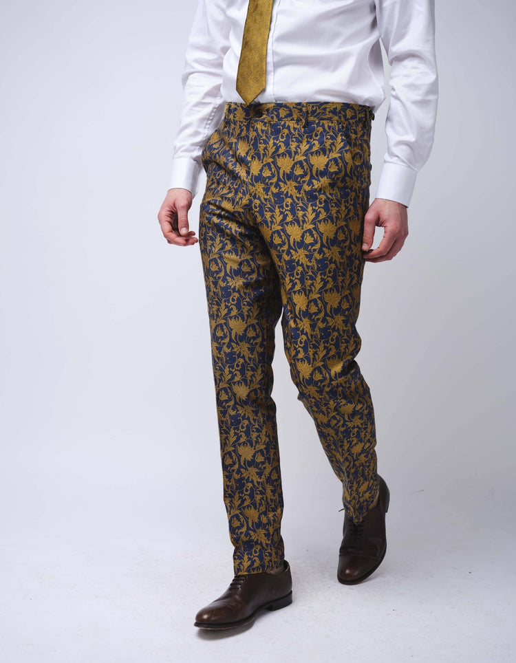 Gold & Navy Jacquard Chino - Gresham Blake Online