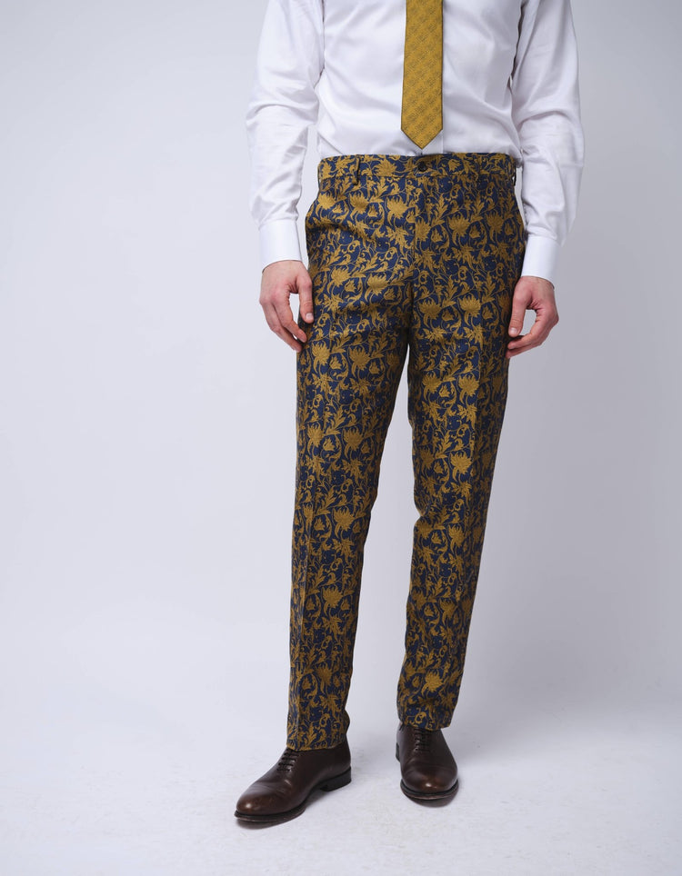 Gold & Navy Jacquard Chino - Gresham Blake Online