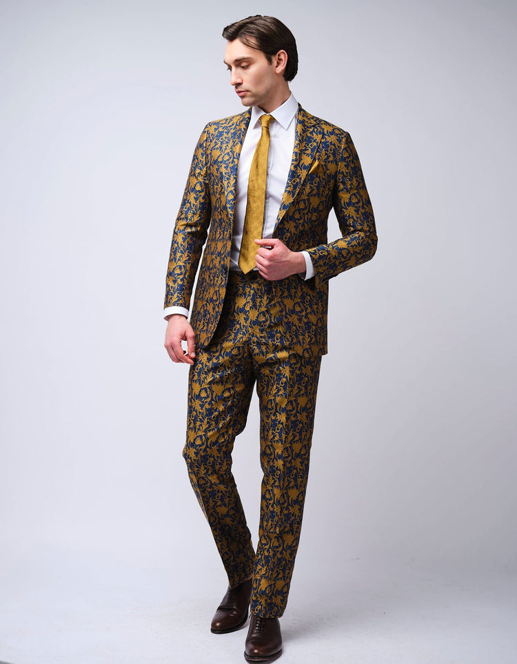 Gold & Navy Jacquard Jacket - Gresham Blake Online