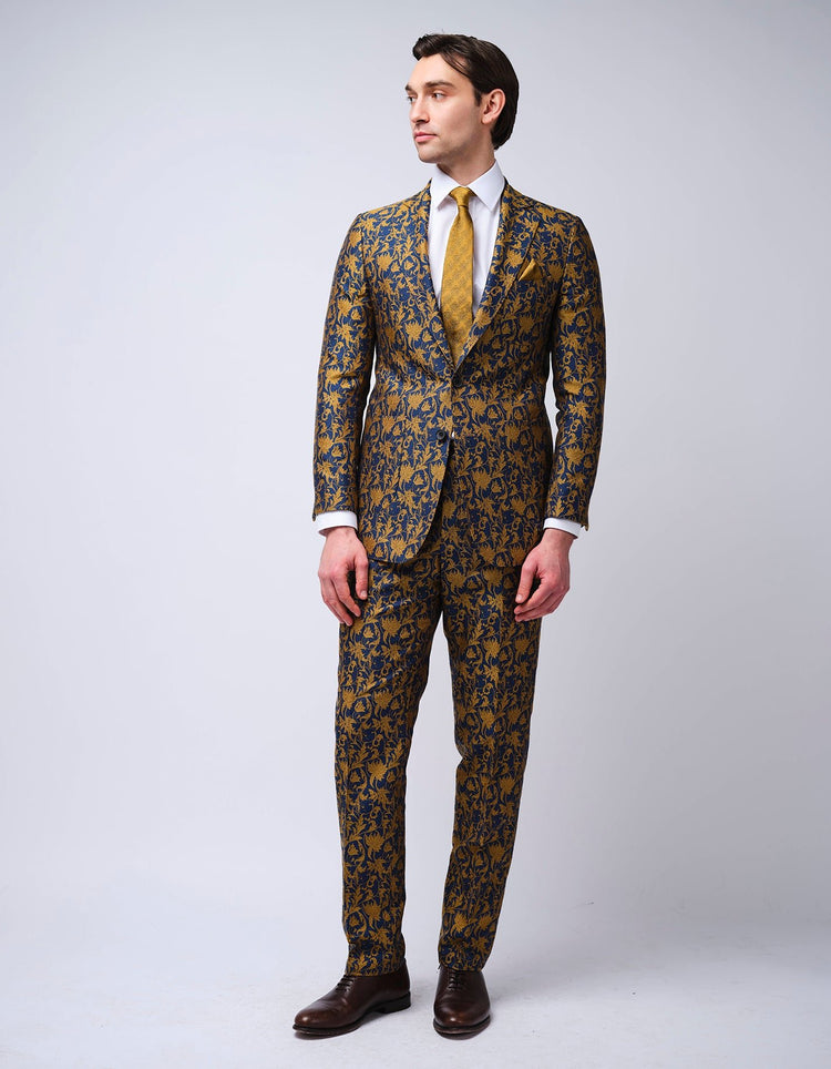 Gold & Navy Jacquard Jacket - Gresham Blake Online