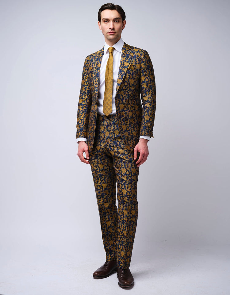 Gold & Navy Jacquard Jacket - Gresham Blake Online