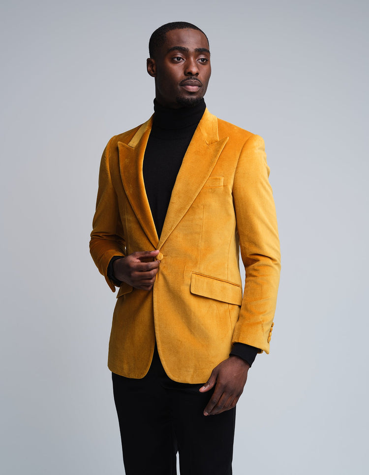 Gold Velvet Jacket - Gresham Blake Online