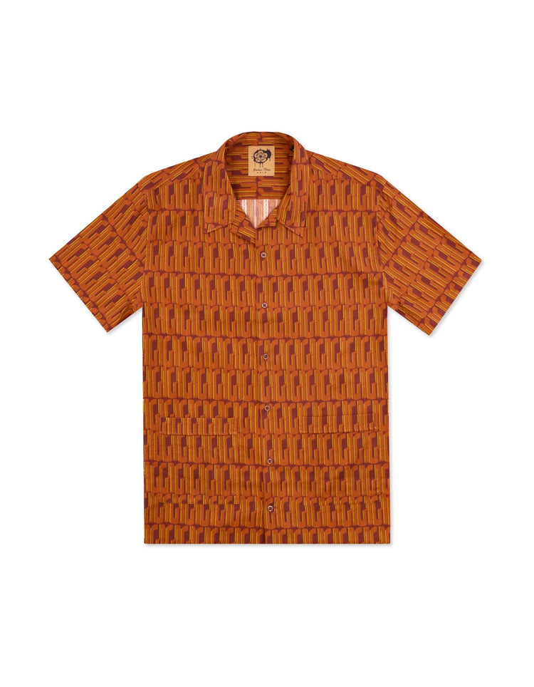 Graphic GB Red Jacquard Bowling Shirt - Gresham Blake Online