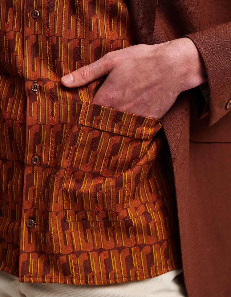 Graphic GB Red Jacquard Bowling Shirt - Gresham Blake Online