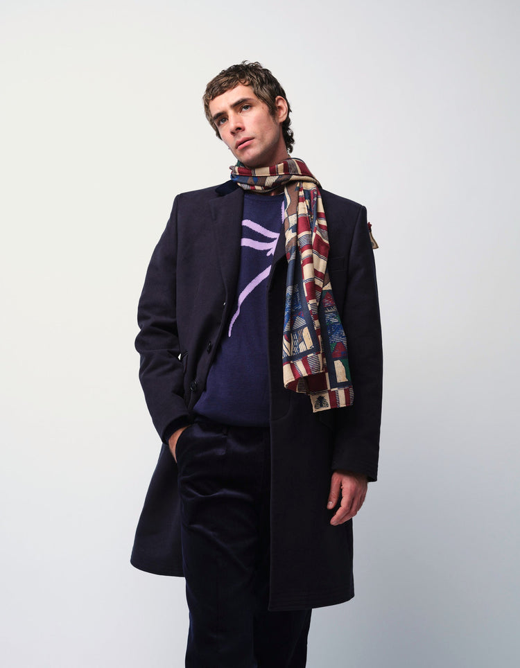 Graphic Silk & Cashmere Herringbone Scarf - Gresham Blake Online