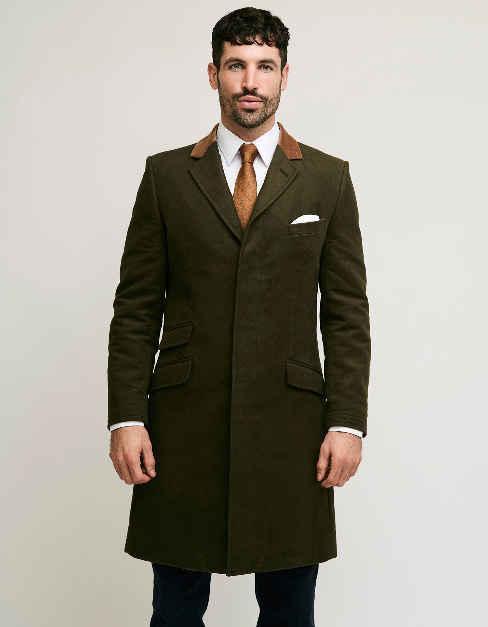 Shop Olive Moleskin Covert Coat Gresham Blake Gresham Blake Online