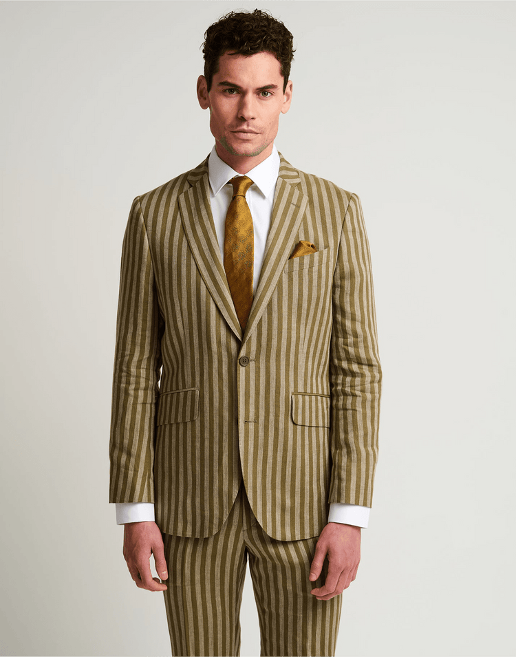Green Stripe Linen Suit - Gresham Blake Online