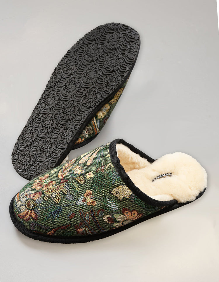 Green Tapestry Slippers - Gresham Blake Online
