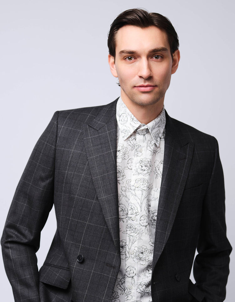 Grey Check Double Breasted Wool Suit - Gresham Blake Online