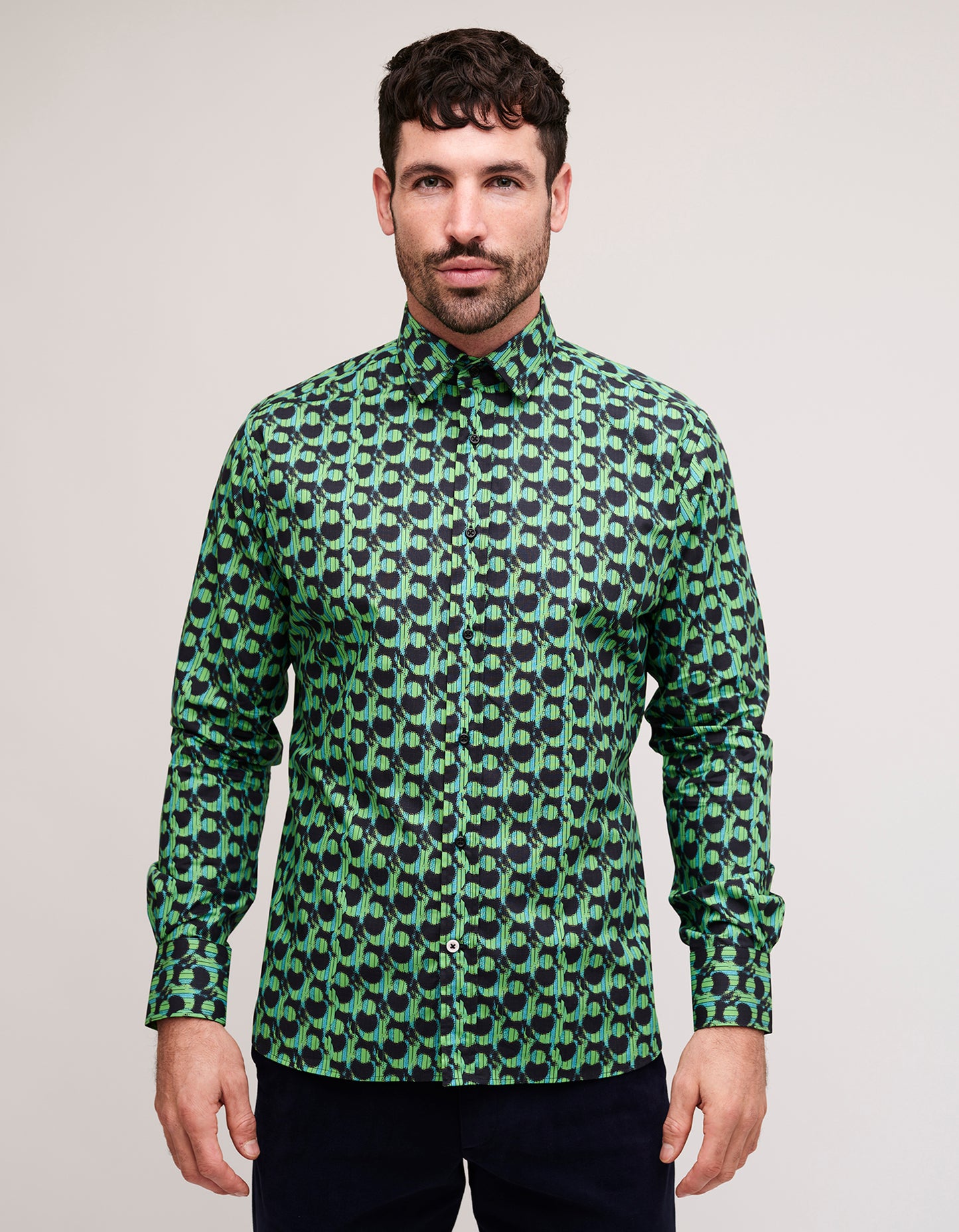 mens green patterned shirt