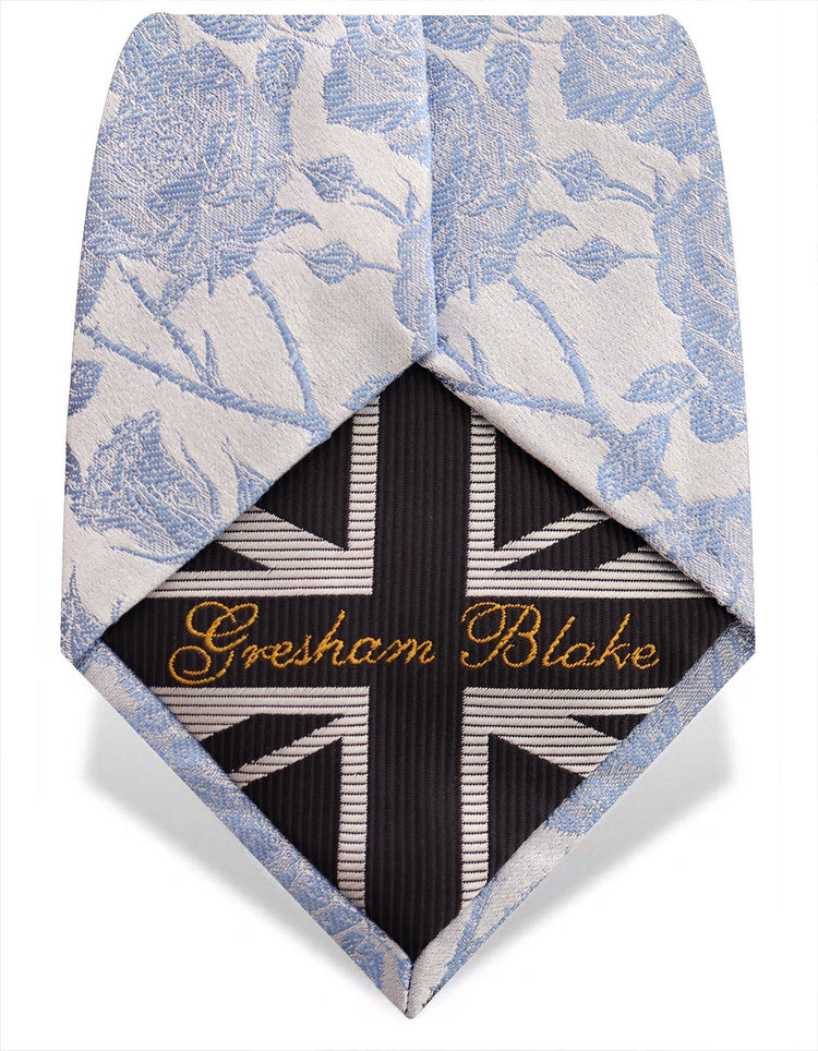 Light Blue Rose Silk Tie - Gresham Blake Online
