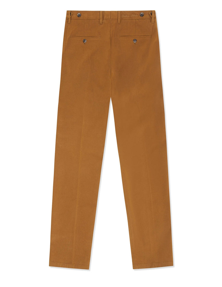 Light Brown Cotton Stretch Chino - Gresham Blake Online