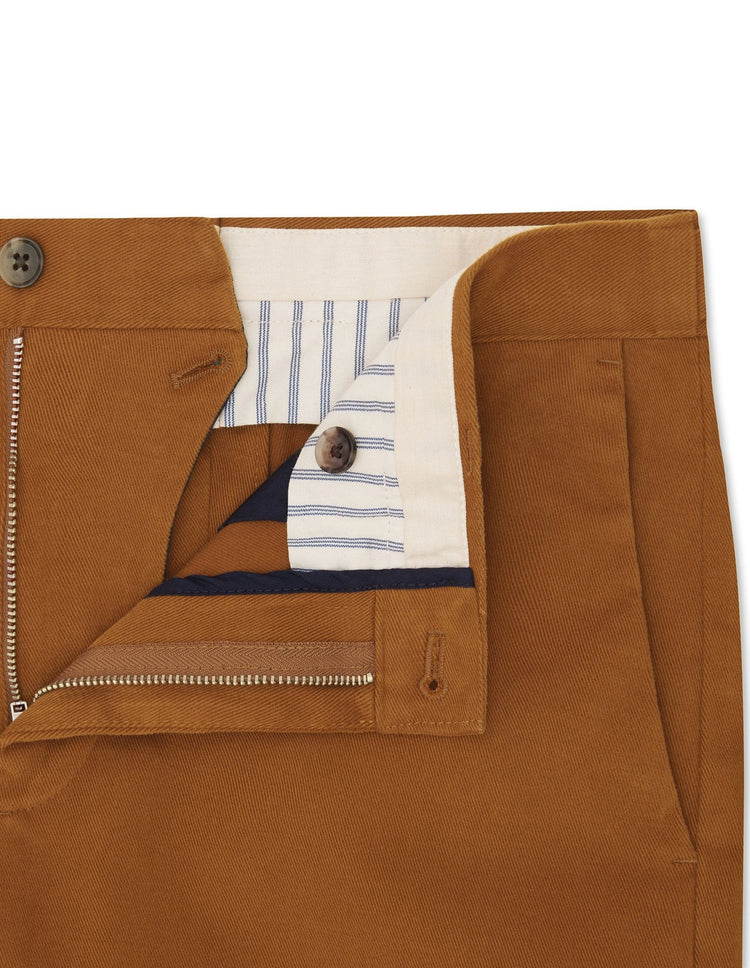 Light Brown Cotton Stretch Chino - Gresham Blake Online