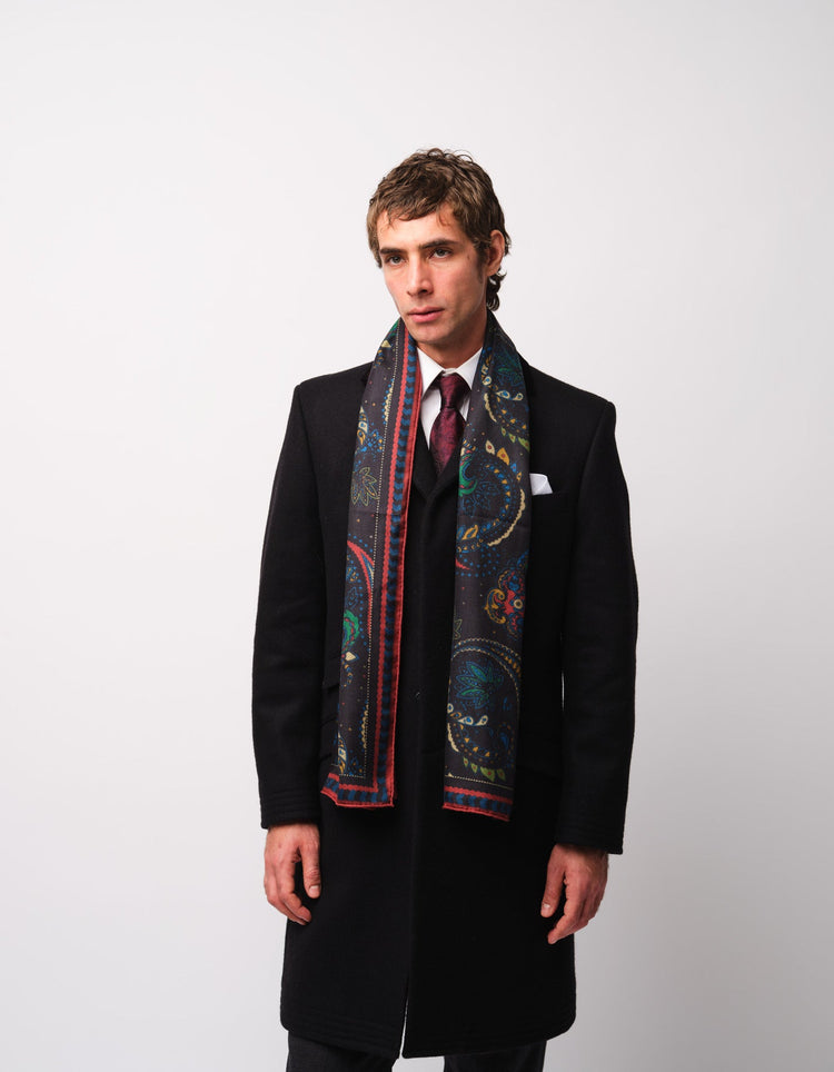 Midnight Paisley Silk & Cashmere Scarf - Gresham Blake Online