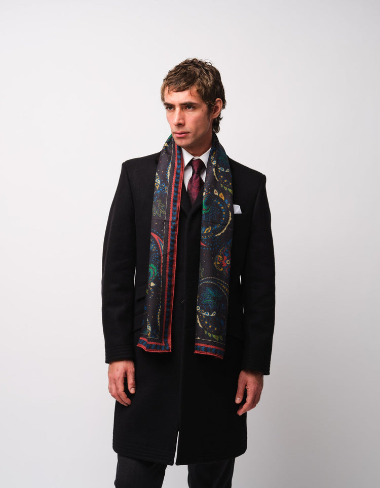 Midnight Paisley Silk & Cashmere Scarf - Gresham Blake Online