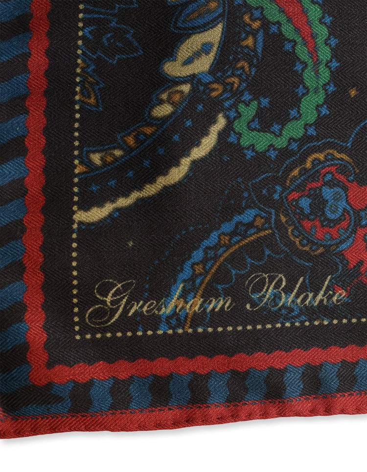 Midnight Paisley Silk & Cashmere Scarf - Gresham Blake Online