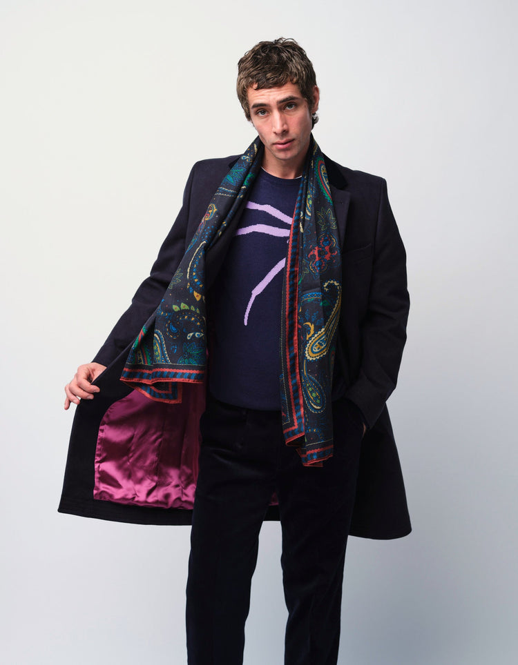 Midnight Paisley Silk & Cashmere Scarf - Gresham Blake Online