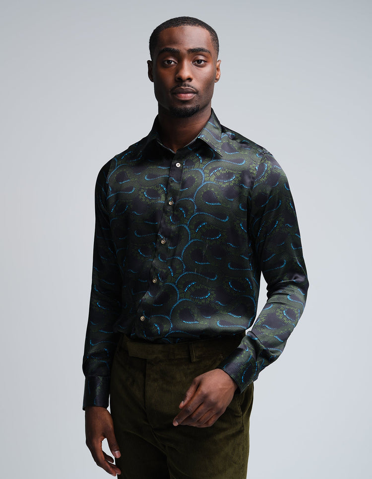 Midnight Snakes Silk Shirt - Gresham Blake Online