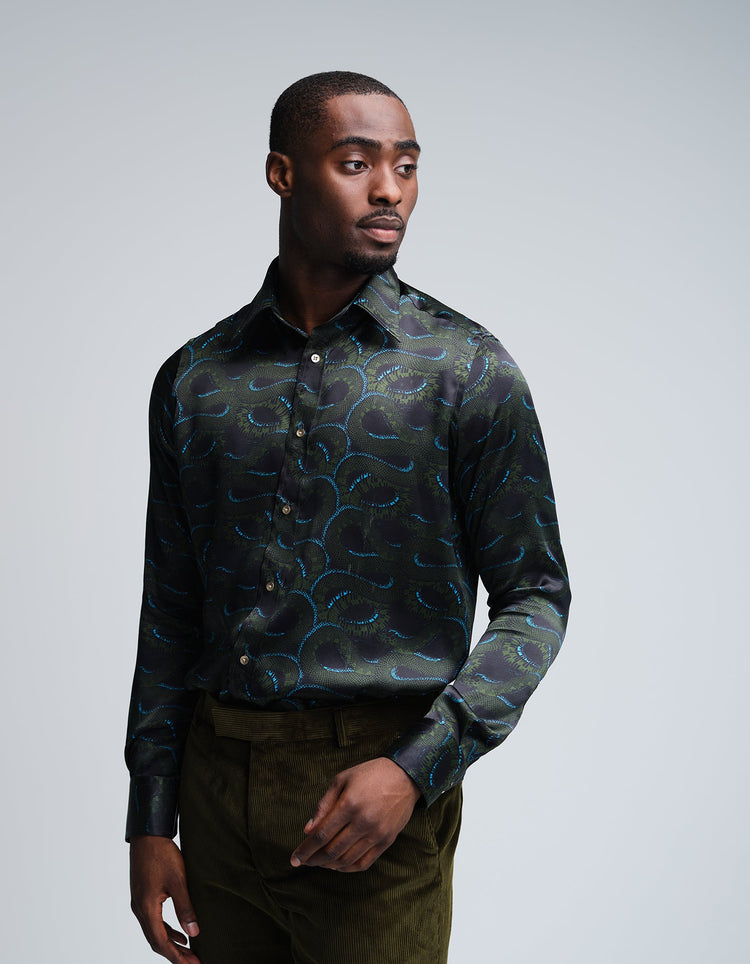 Midnight Snakes Silk Shirt - Gresham Blake Online