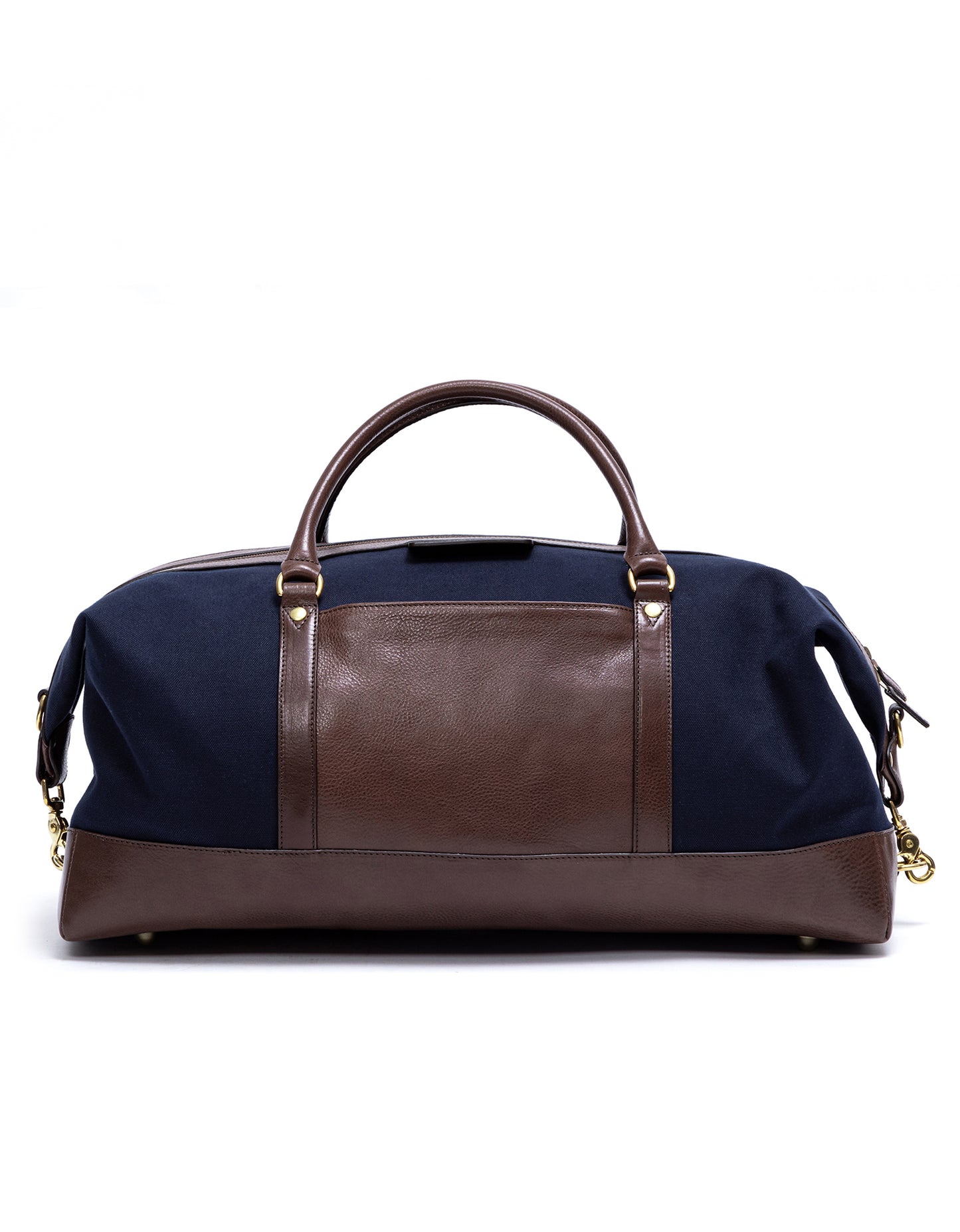 navy leather weekend bag