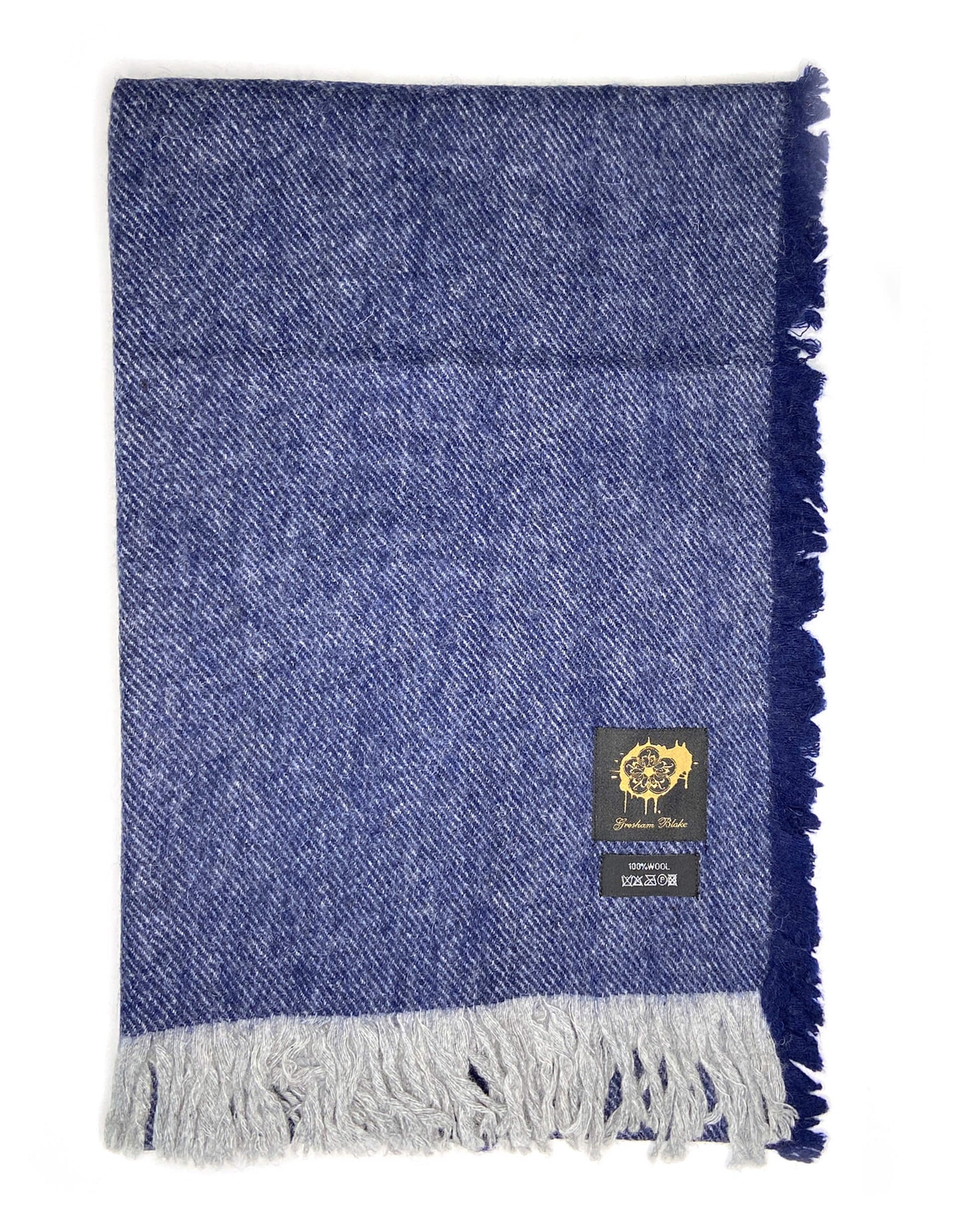 Navy & Grey Reversible Wool Scarf