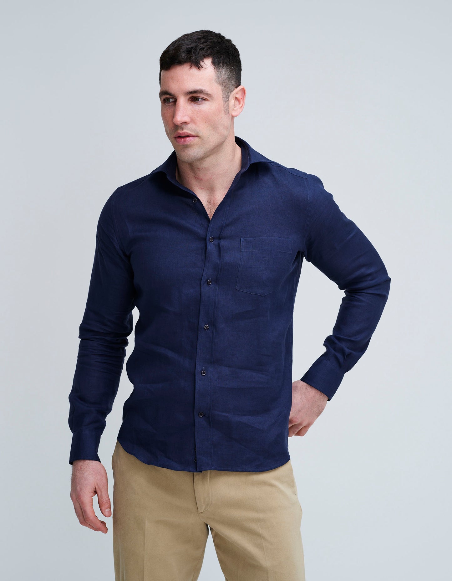 Navy Linen Shirt