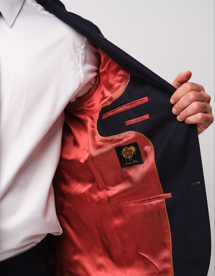 Navy Merino Wool Twill Suit - Gresham Blake Online