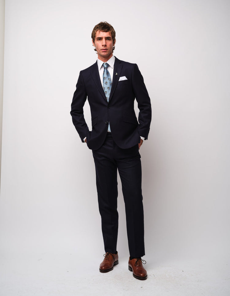 Navy Merino Wool Twill Suit - Gresham Blake Online