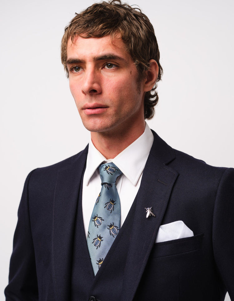 Navy Merino Wool Twill Suit - Gresham Blake Online