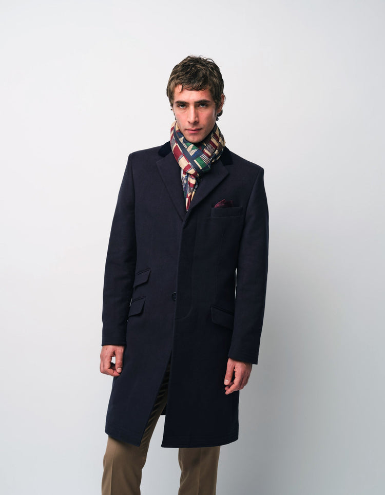 Navy Moleskin Covert Coat - Gresham Blake Online