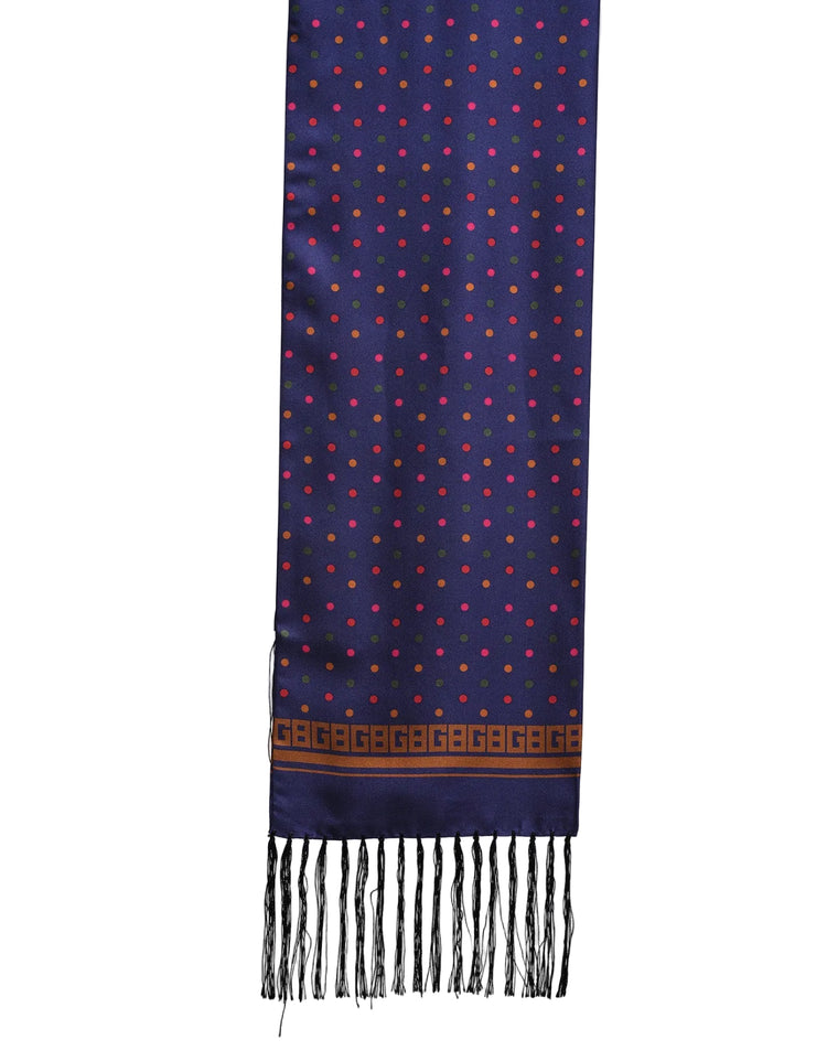 Navy Multicoloured Polka Dot Silk Scarf - Gresham Blake Online