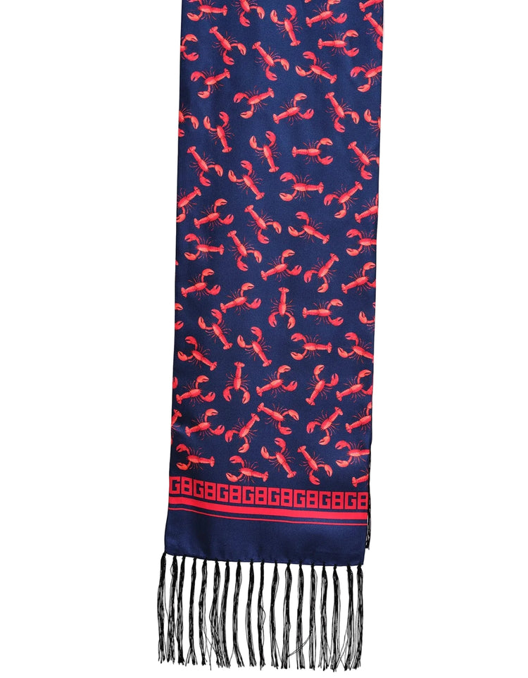 Navy & Red Lobster Silk Scarf - Gresham Blake Online