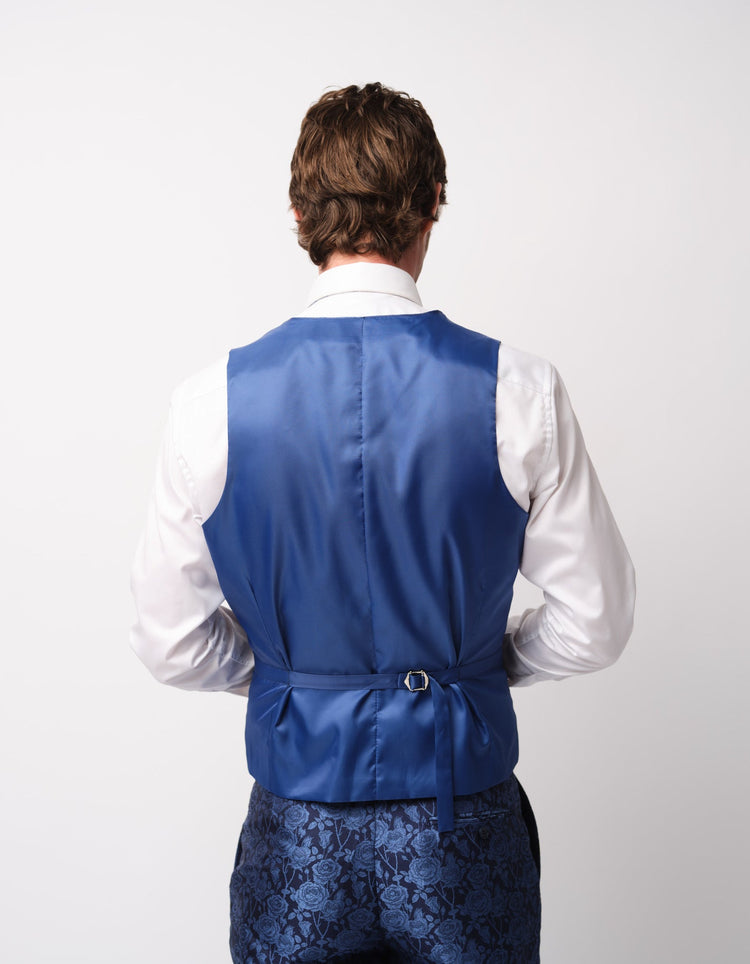 Navy Roses Jacquard Waistcoat - Gresham Blake Online