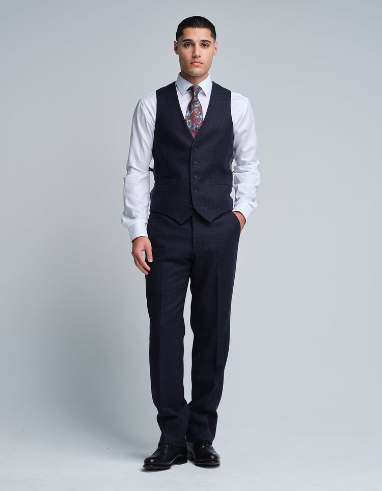 Navy Tweed Waistcoat - Gresham Blake Online