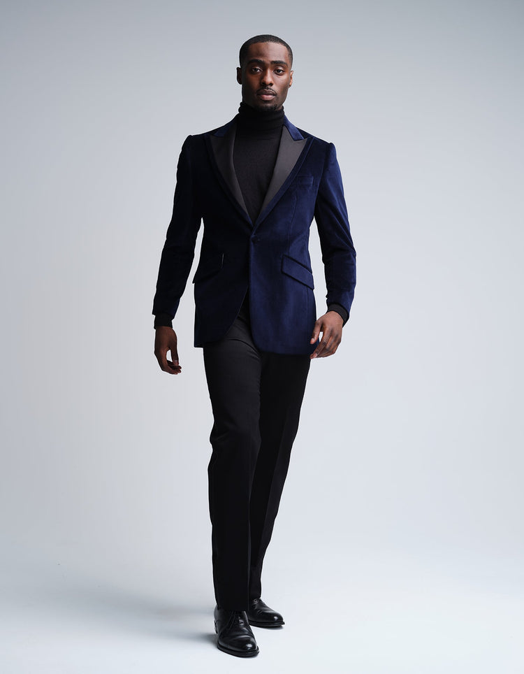 Navy Velvet Jacket - Gresham Blake Online