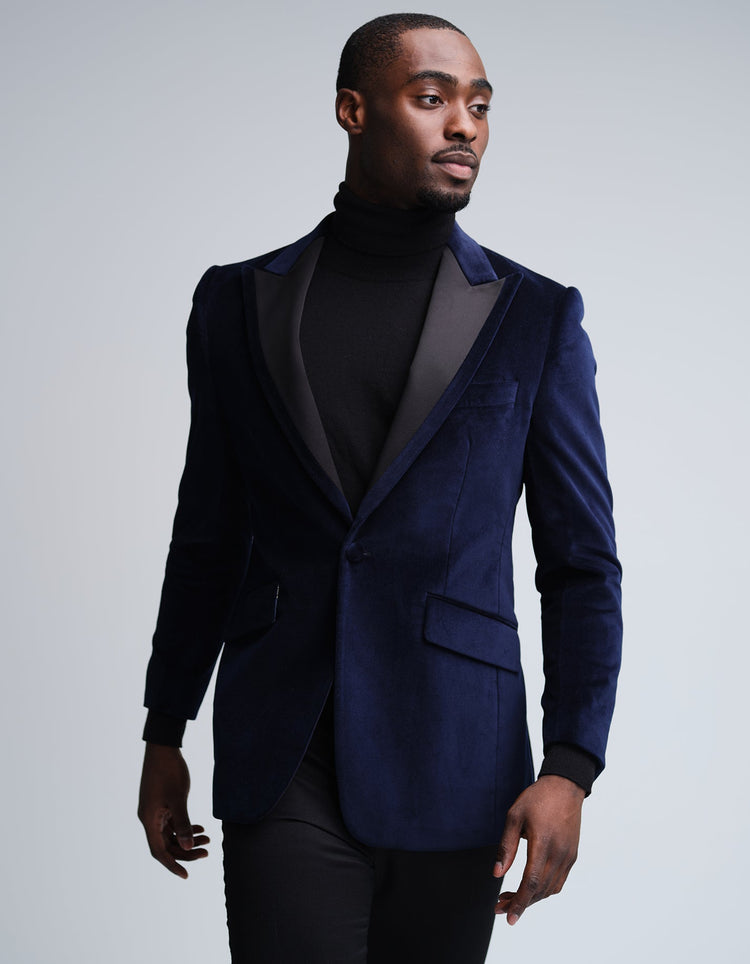 Navy Velvet Jacket - Gresham Blake Online