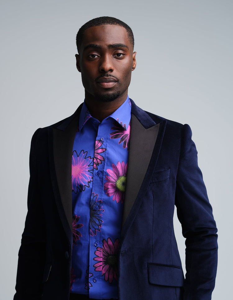Navy Velvet Jacket - Gresham Blake Online