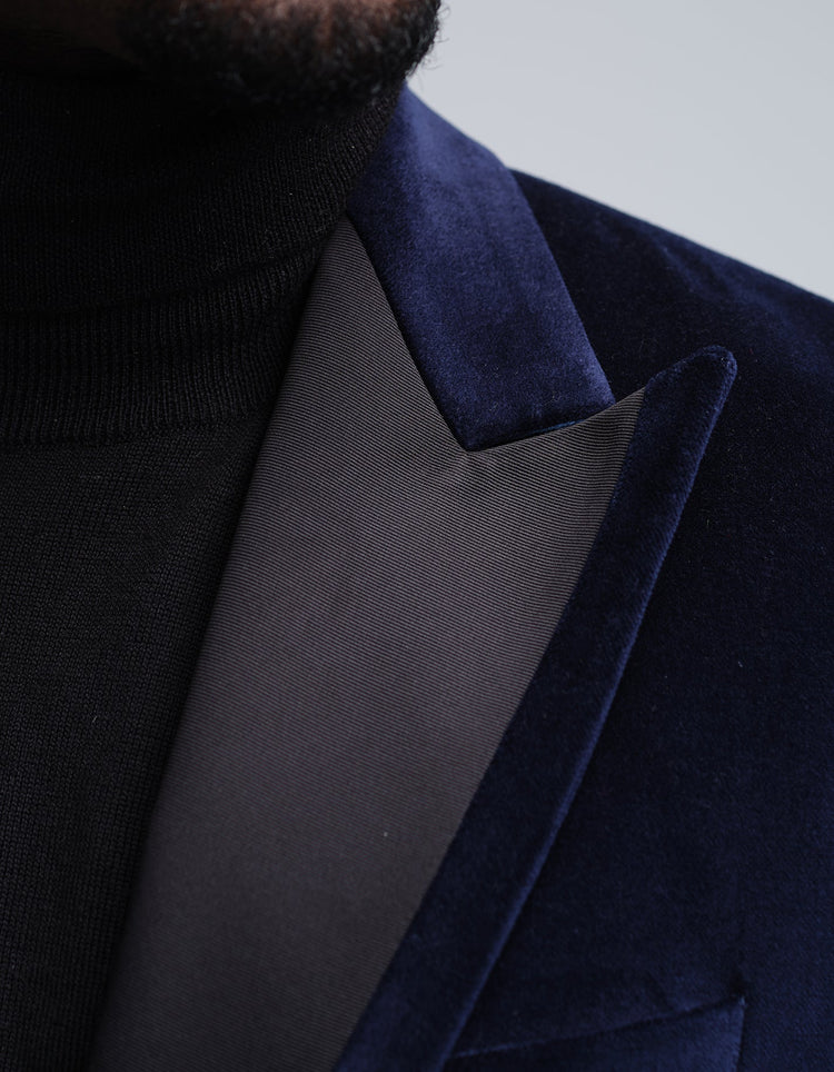 Navy Velvet Jacket - Gresham Blake Online