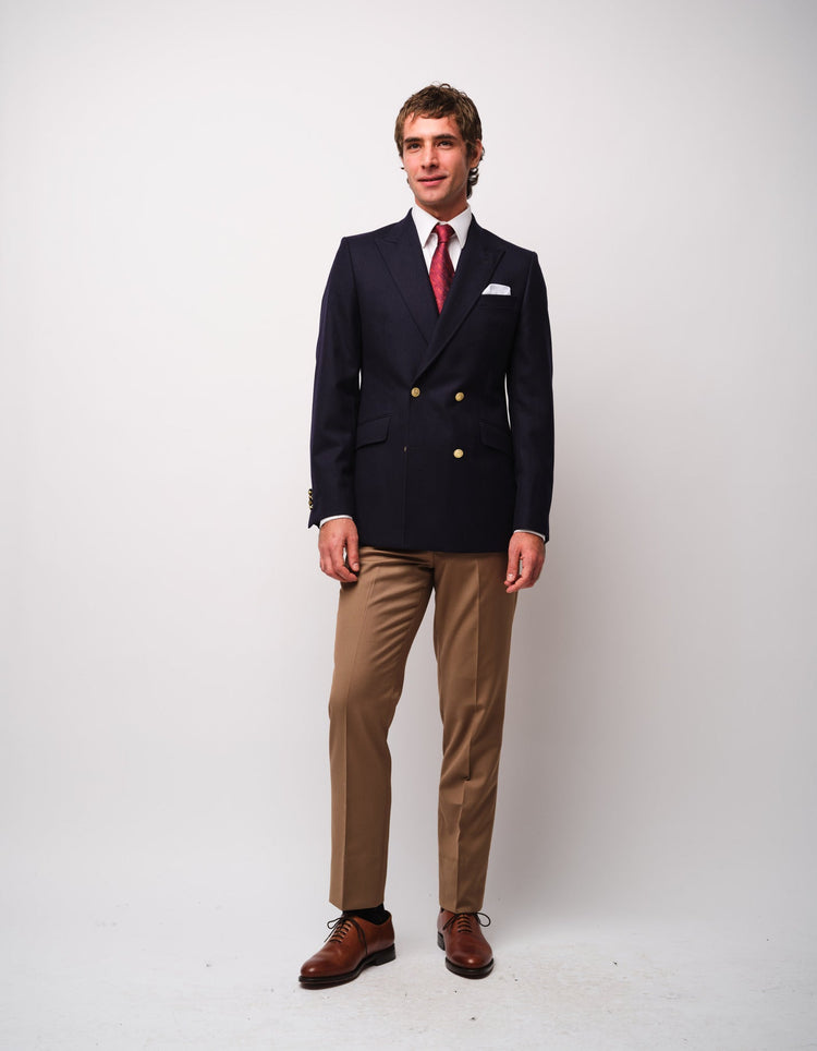 Navy Wool Double Breasted Jacket - Gresham Blake Online