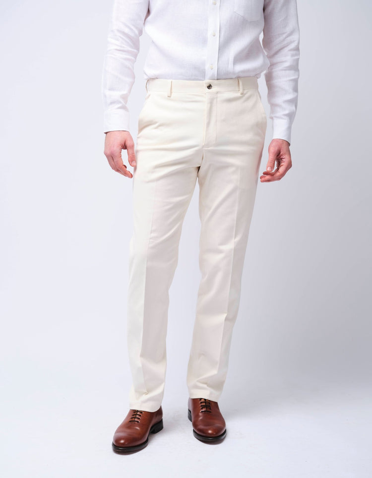 Off - White Cotton Stretch Chino - Gresham Blake Online