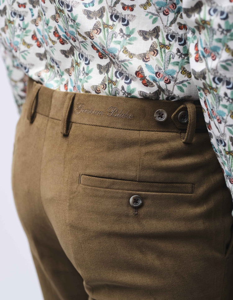 Olive Cotton Stretch Chino - Gresham Blake Online