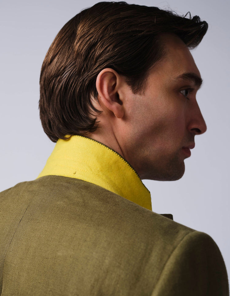 Olive Herringbone Linen Suit - Gresham Blake Online